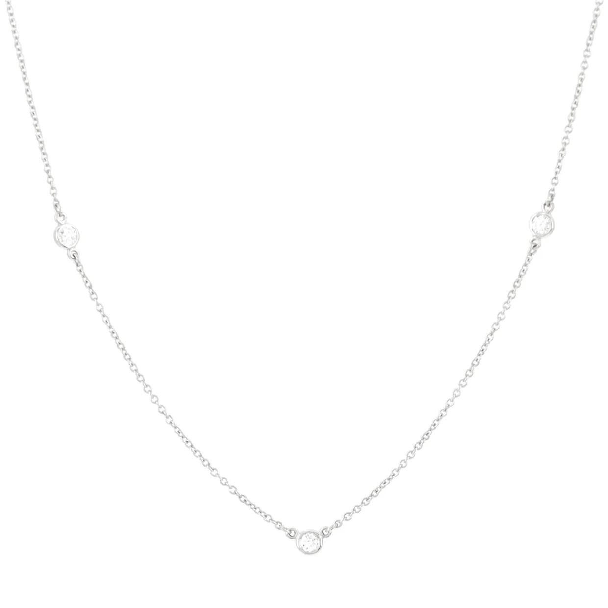 Elsa Peretti Diamonds by the Yard 3 Stone Necklace Platinum and Diamonds 0.30CT - Deep Luxury