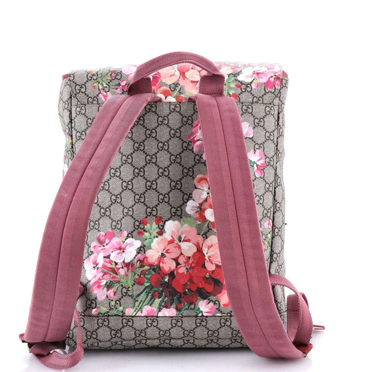Buckle Backpack Blooms Print GG Coated Canvas Medium - Deep Luxury