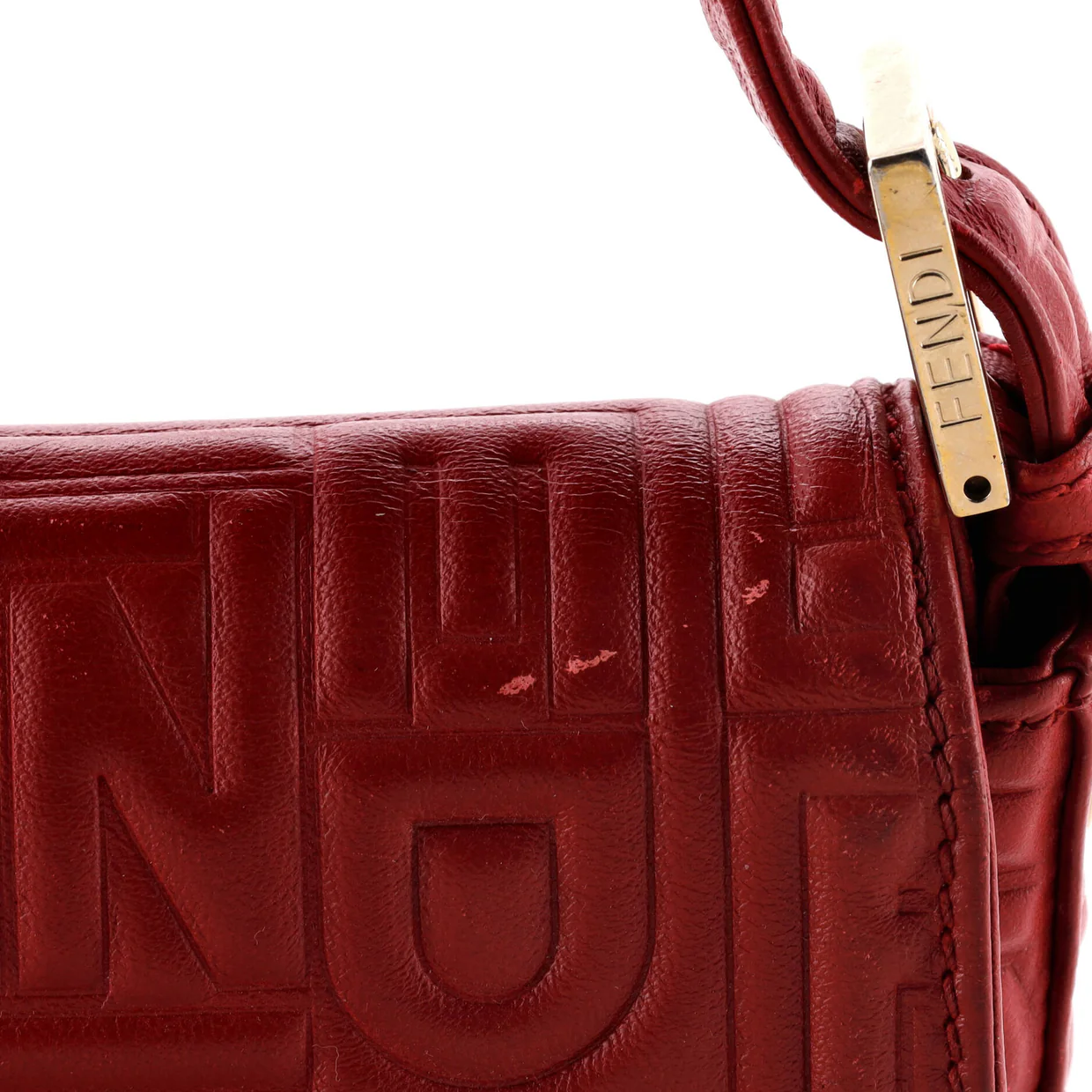 Baguette Bag Logo Embossed Leather Small - Deep Luxury