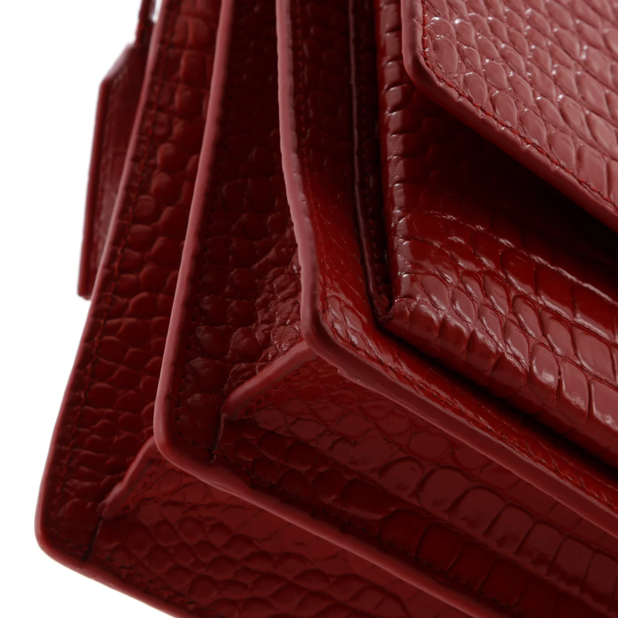 Sunset Crossbody Bag Crocodile Embossed Leather Medium - Deep Luxury