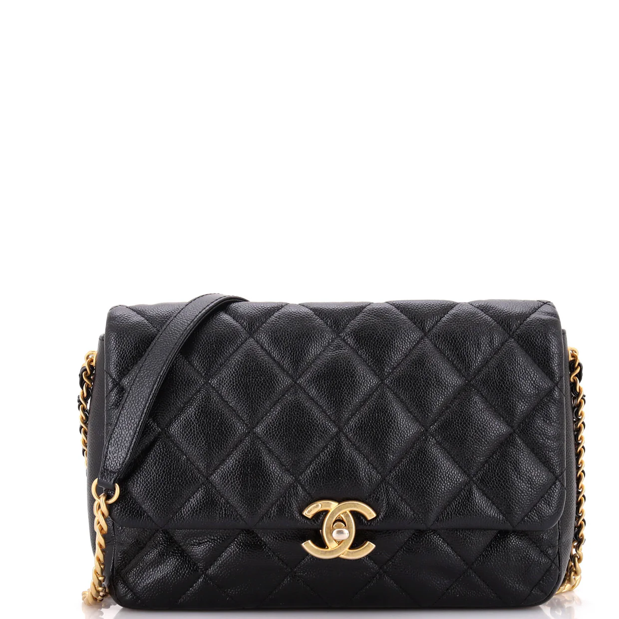 Chain Melody Flap Bag Quilted Caviar Medium - Deep Luxury