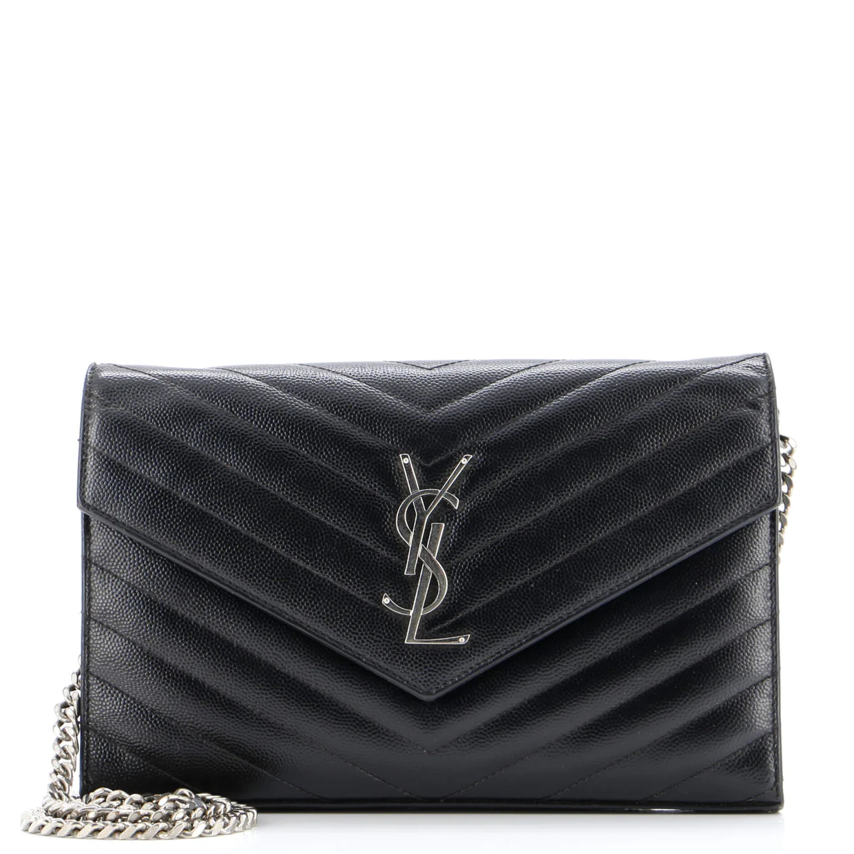 Classic Monogram Wallet on Chain Matelasse Chevron Leather Medium - Deep Luxury