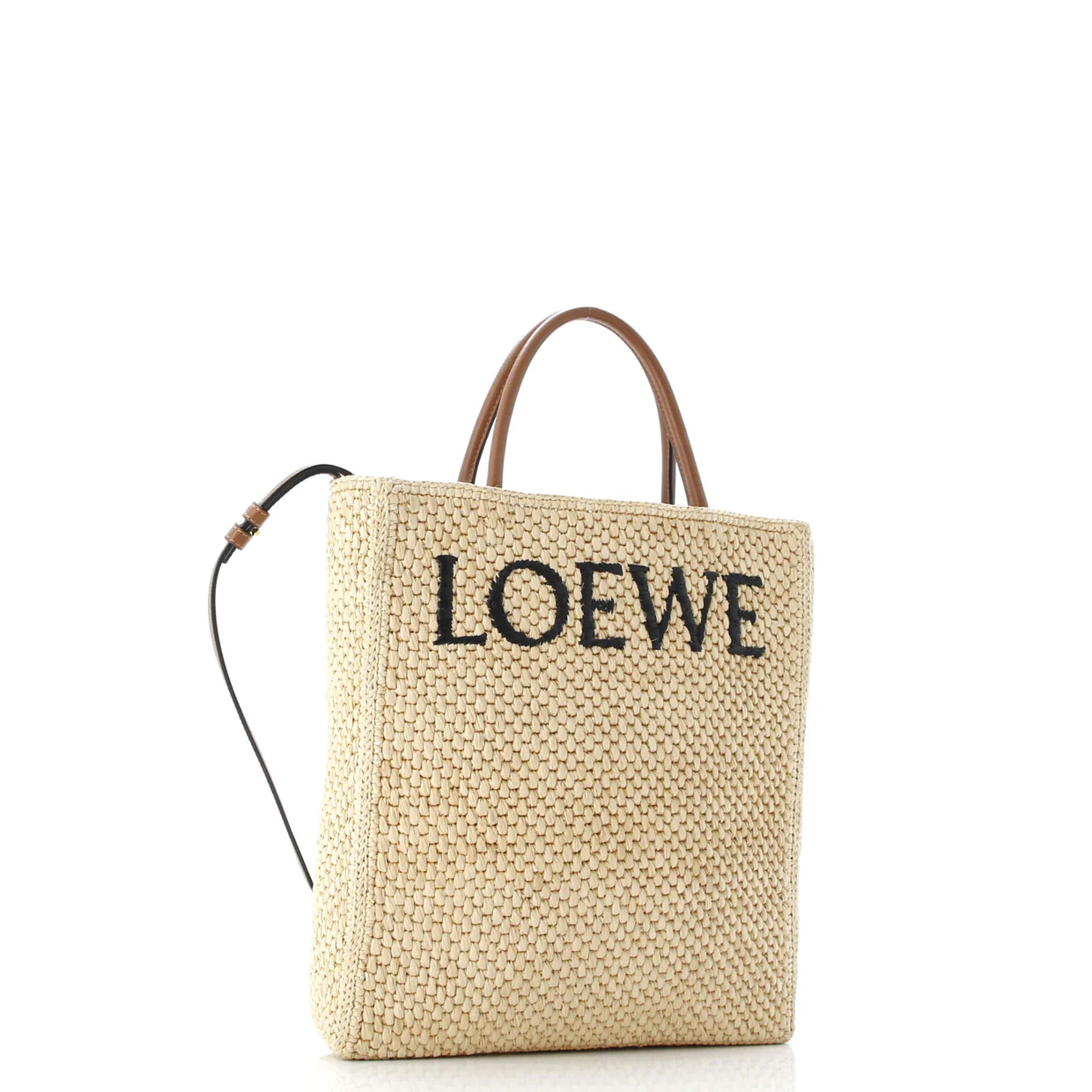 A4 Tote Raffia and Leather North South - Deep Luxury