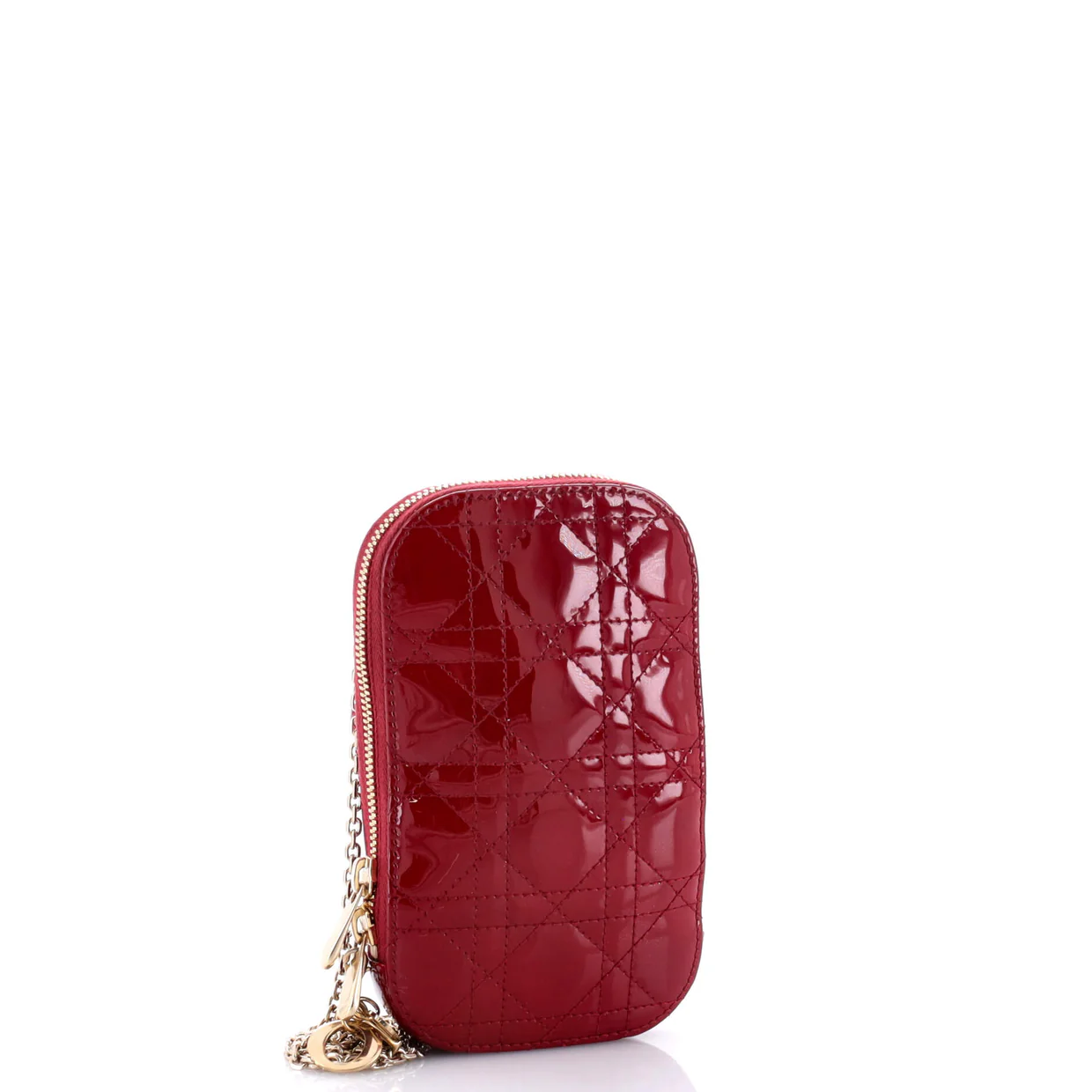Lady Dior Phone Holder on Chain Cannage Quilt Patent - Deep Luxury