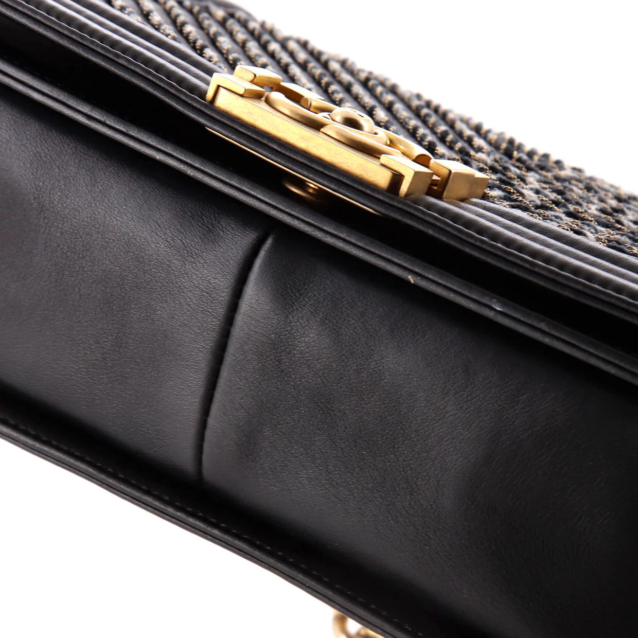 By The Sea Boy Flap Bag Chevron Embroidered Calfskin Old Medium - Deep Luxury