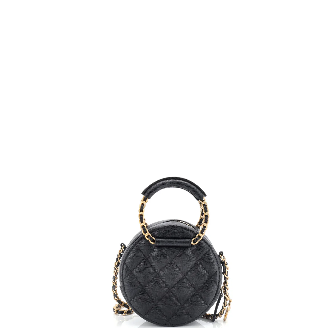 In The Loop Round Clutch with Chain Quilted Caviar Mini - Deep Luxury