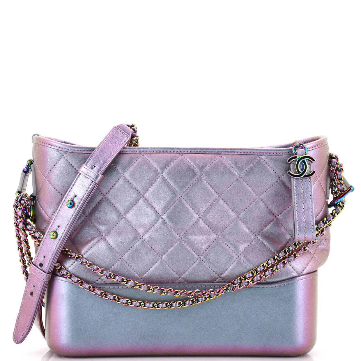 Gabrielle Hobo Quilted Iridescent Lambskin Medium - Deep Luxury