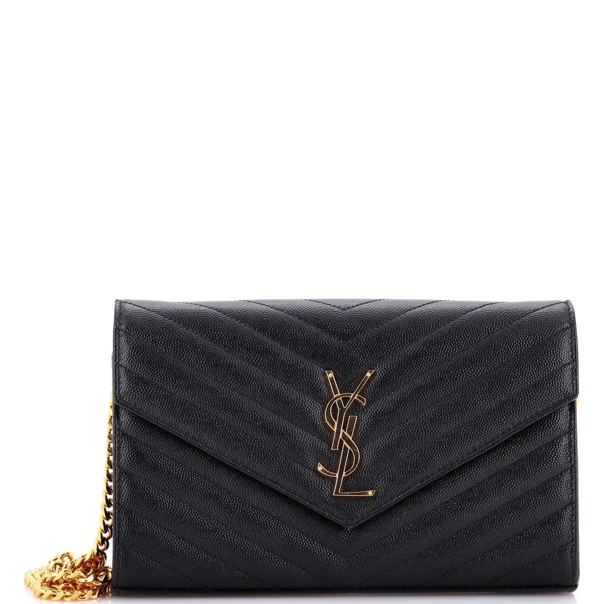 Classic Monogram Wallet on Chain Matelasse Chevron Leather Medium - Deep Luxury