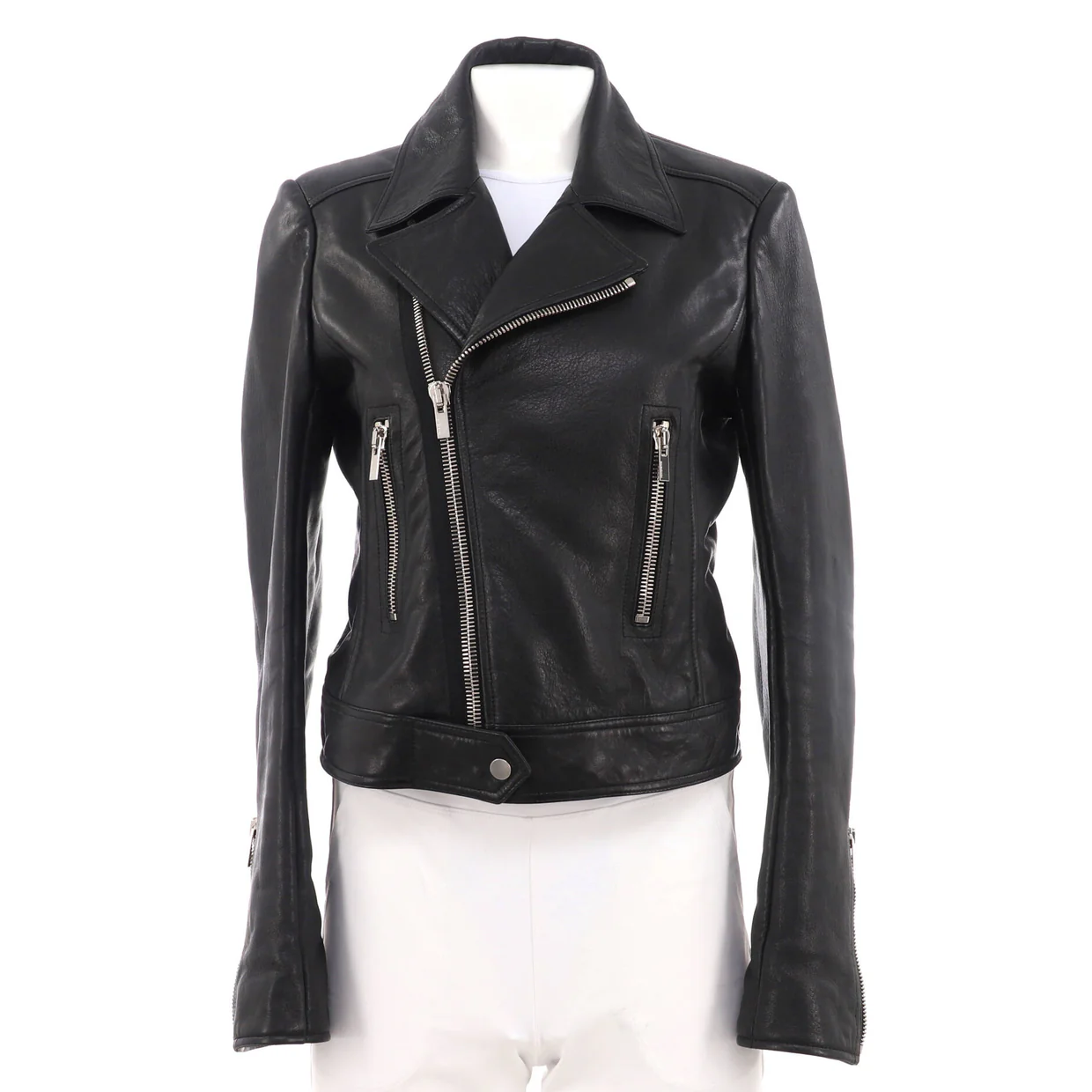 Women's Zipped Biker Jacket Leather - Deep Luxury