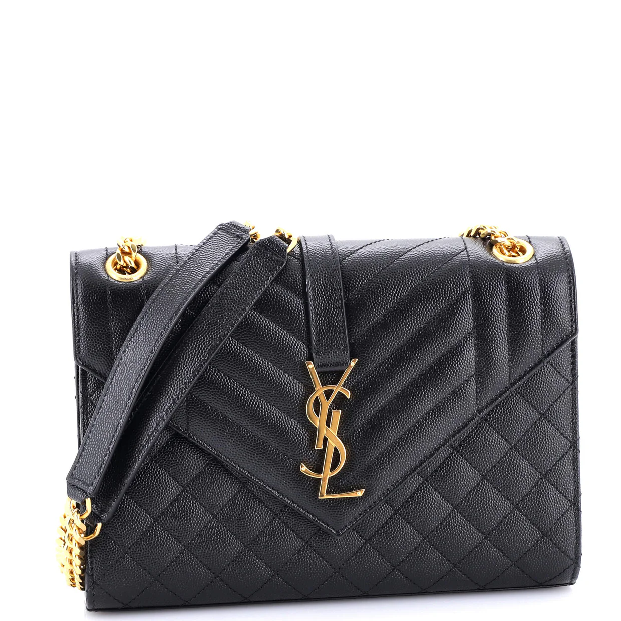 Classic Monogram Envelope Satchel Mixed Matelasse Leather Medium - Deep Luxury