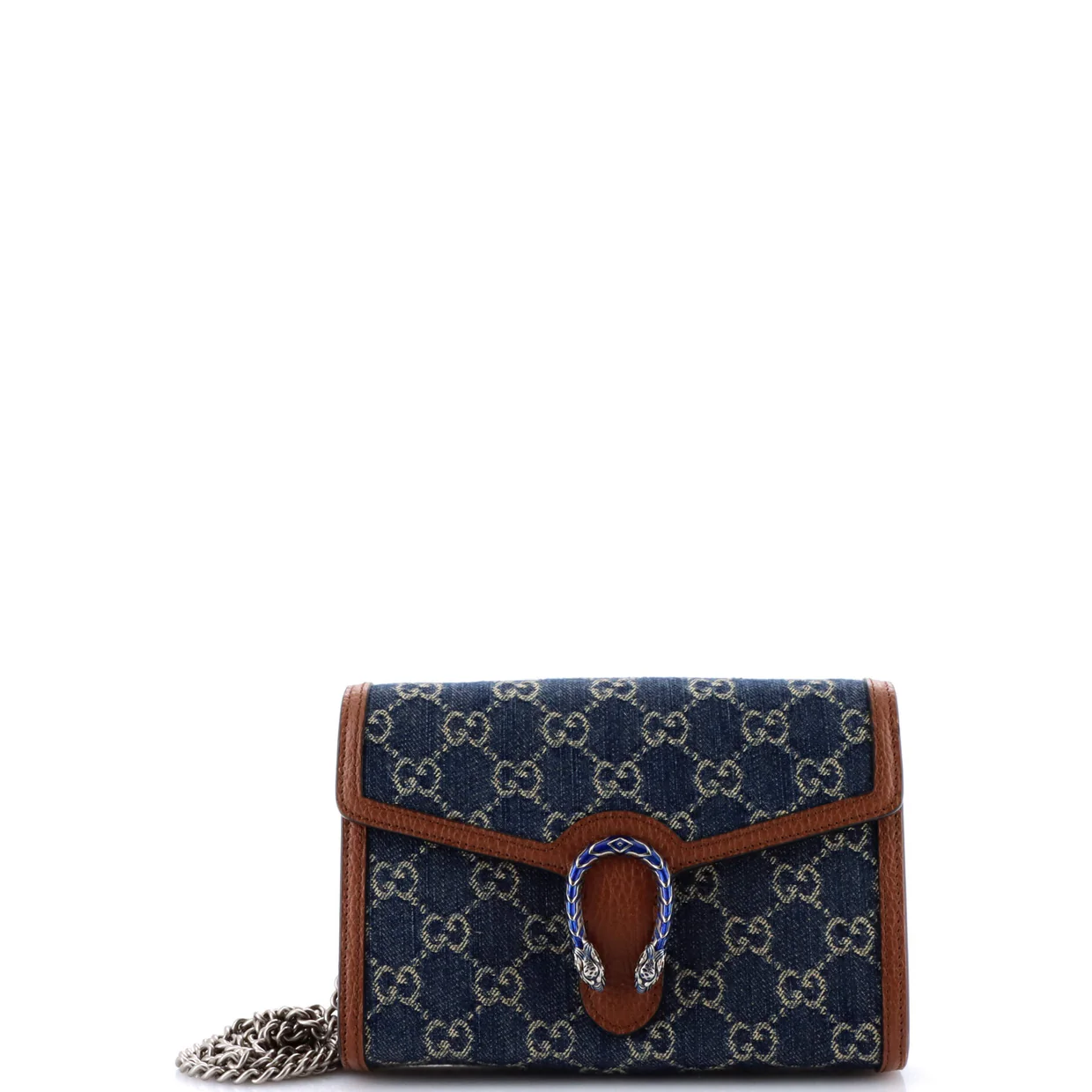 Dionysus Chain Wallet GG Denim Small - Deep Luxury