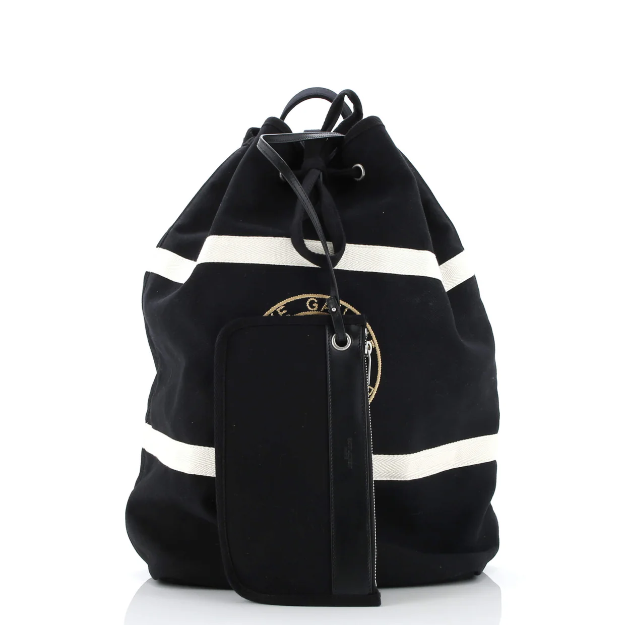 Rive Gauche Drawstring Sling Bag Embroidered Canvas - Deep Luxury