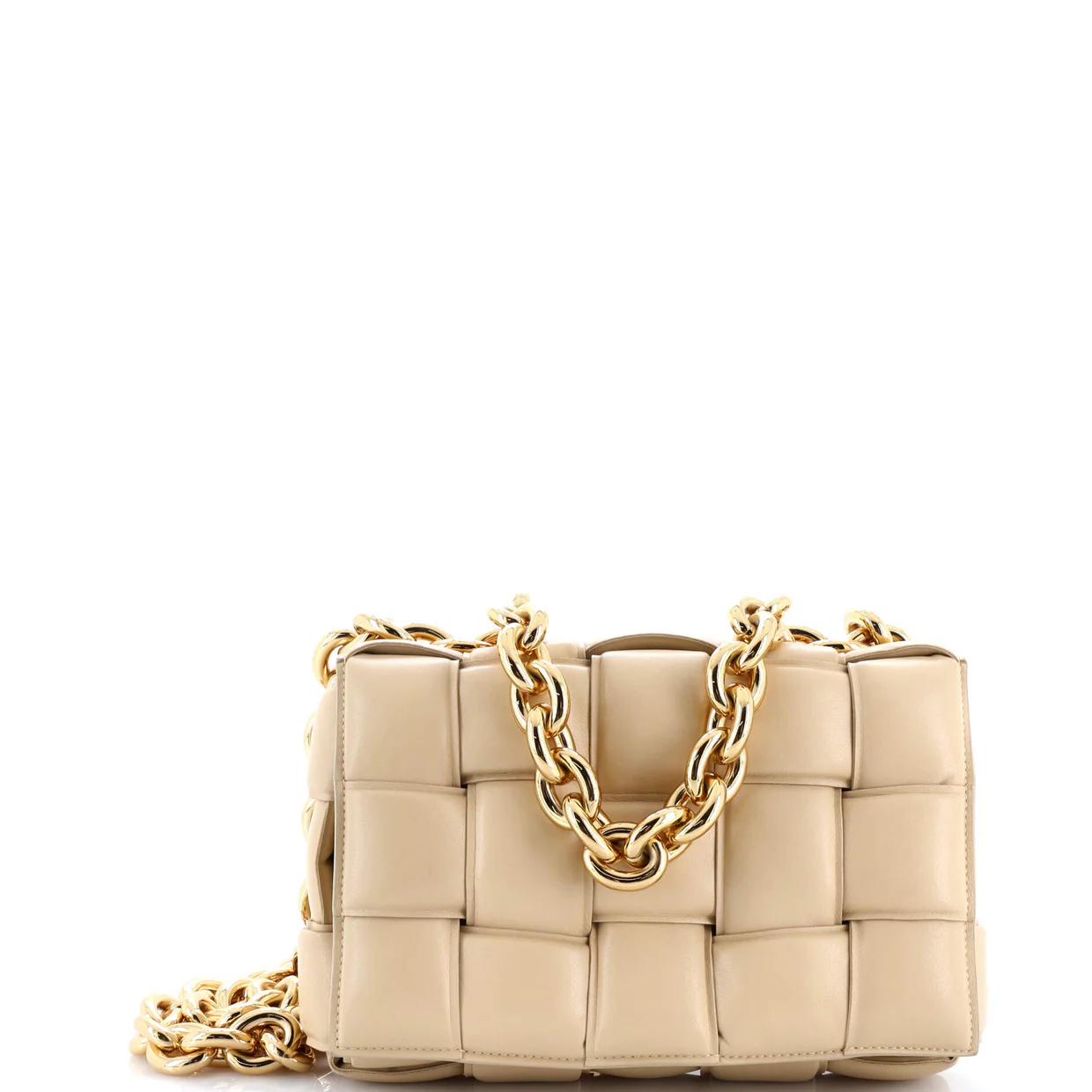 Cassette Chain Crossbody Bag Padded Maxi Intrecciato Leather - Deep Luxury