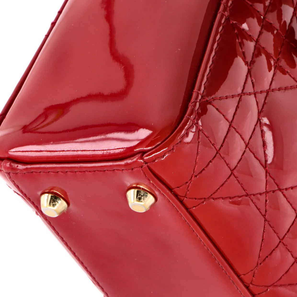 Lady Dior Chain Bag Cannage Quilt Patent Mini - Deep Luxury