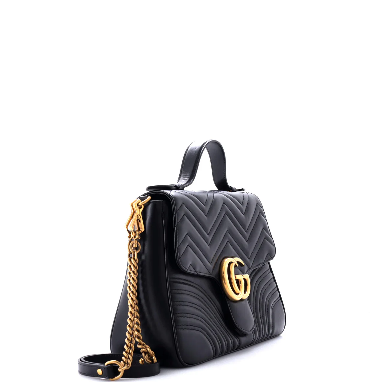 GG Marmont Top Handle Flap Bag Matelasse Leather Medium - Deep Luxury