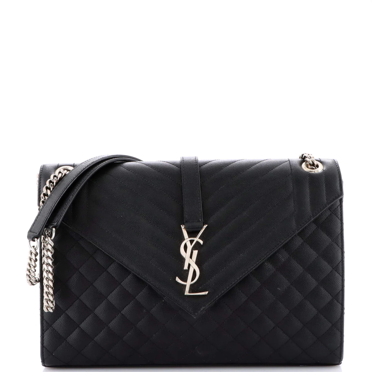 Classic Monogram Envelope Satchel Mixed Matelasse Leather Large - Deep Luxury