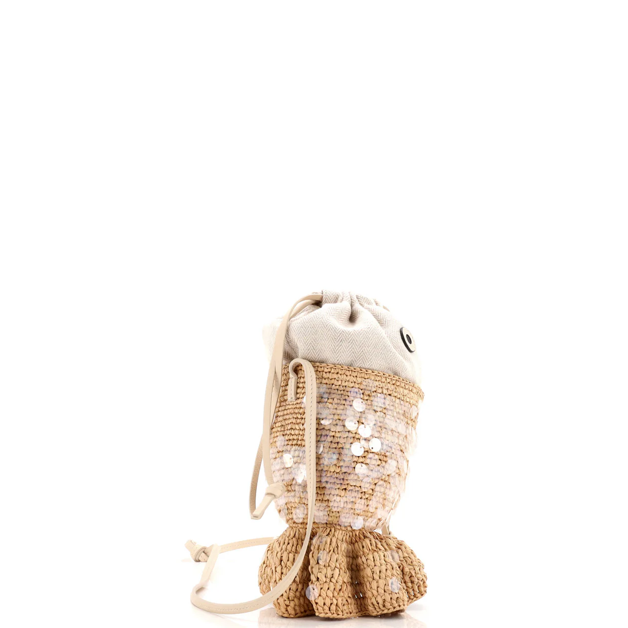 Paula's Ibiza Fish Pouch Raffia with Sequins - Deep Luxury