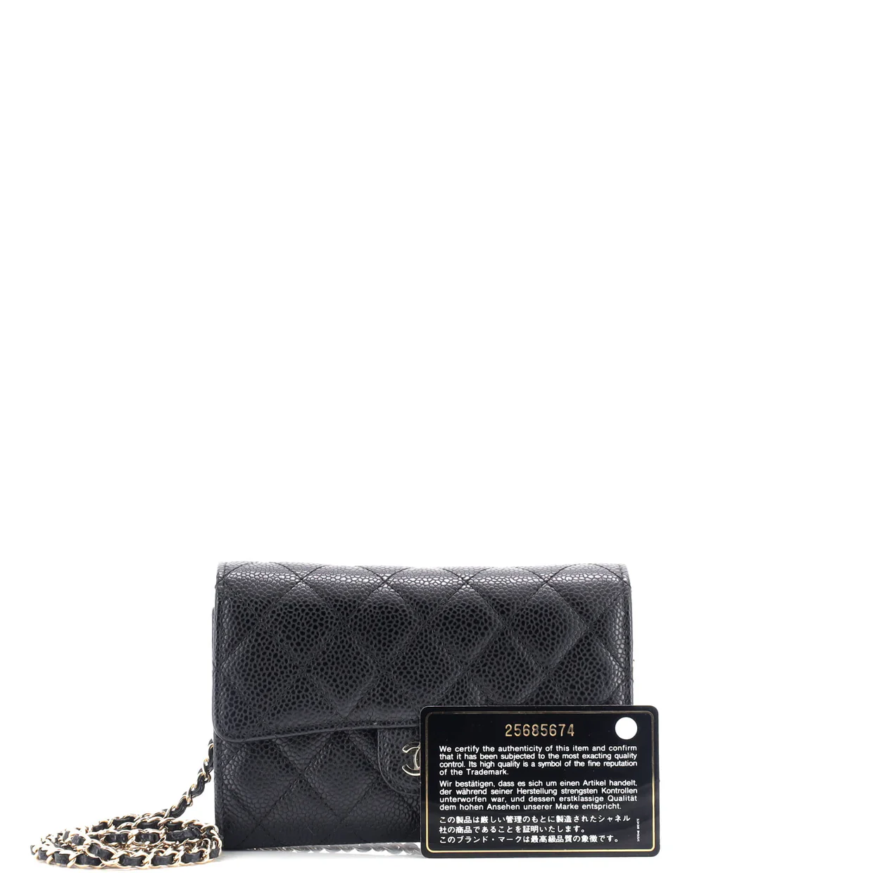 Classic Flap Wallet Crossbody Bag Quilted Caviar Mini - Deep Luxury
