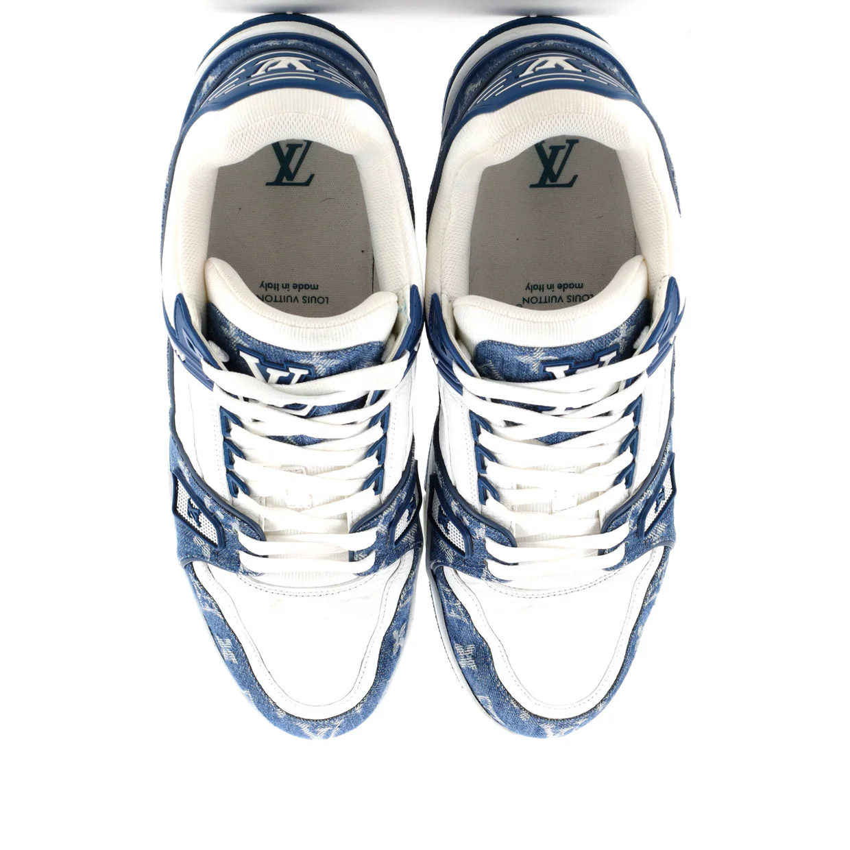 Men's LV Trainer Sneakers Monogram Empreinte Leather and Monogram Denim - Deep Luxury