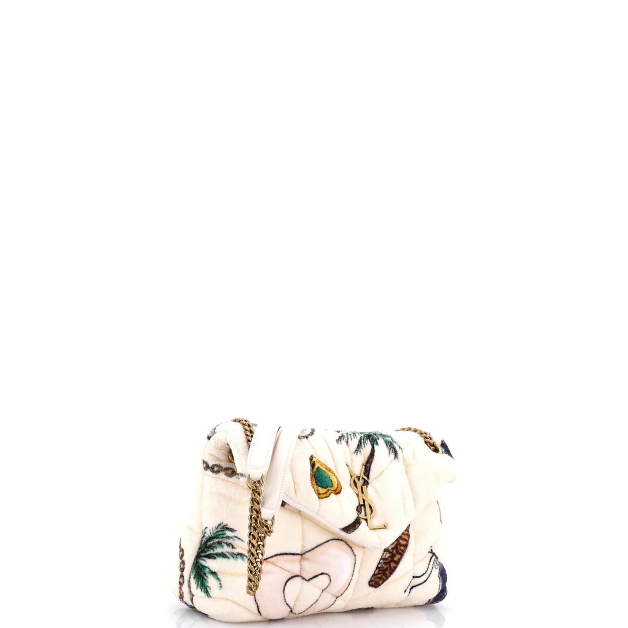 Loulou Puffer Shoulder Bag Quilted Printed Terry Cloth Small - Deep Luxury