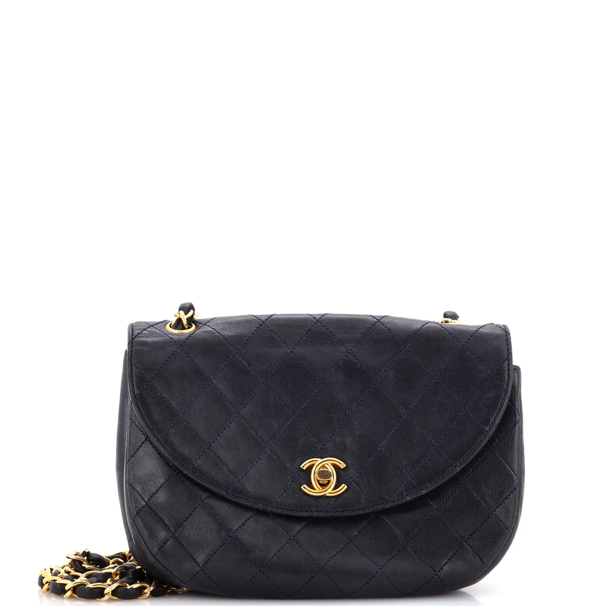 Vintage Round Flap Bag Quilted Lambskin Small - Deep Luxury