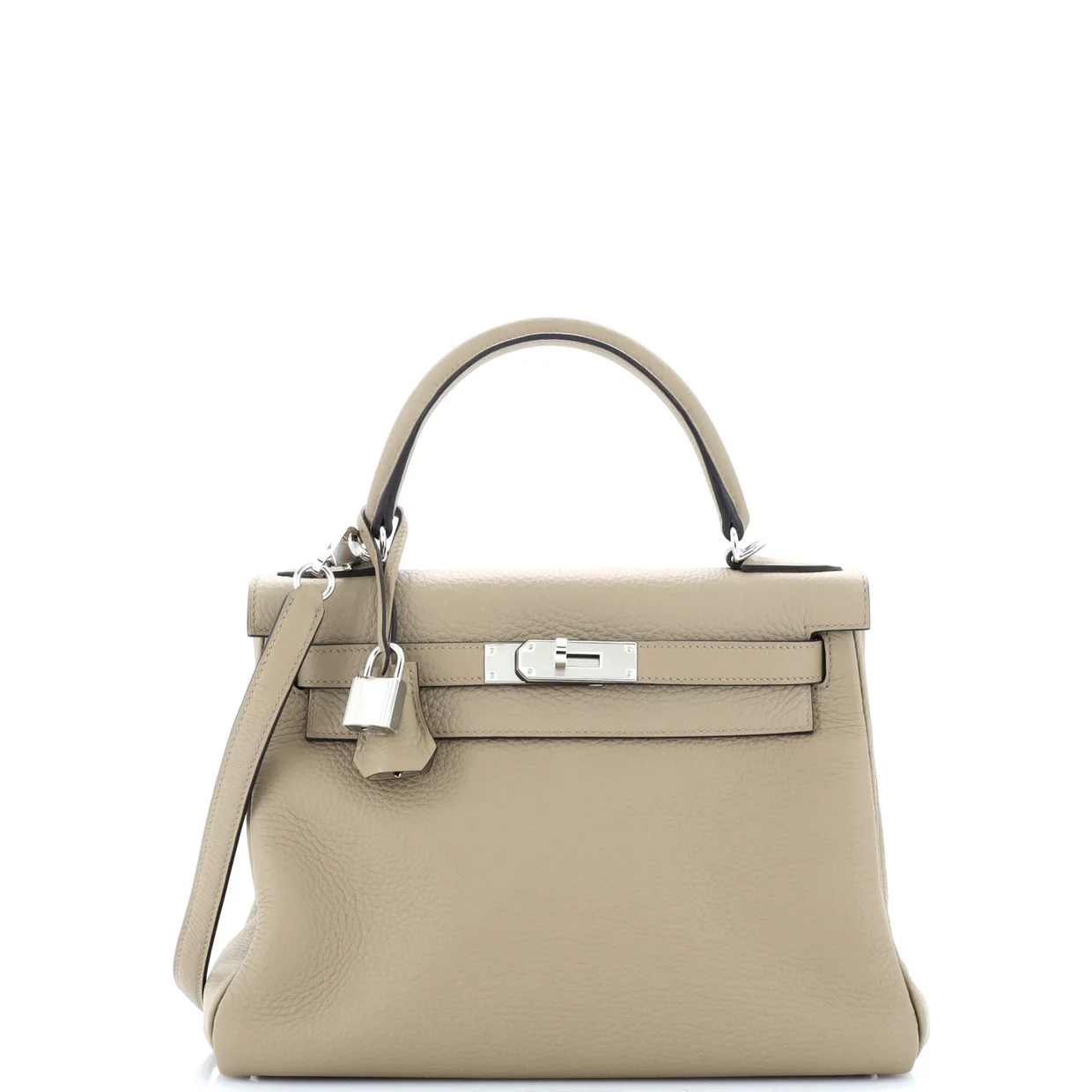 Kelly Handbag Beige Marfa Clemence with Palladium Hardware 28 - Deep Luxury