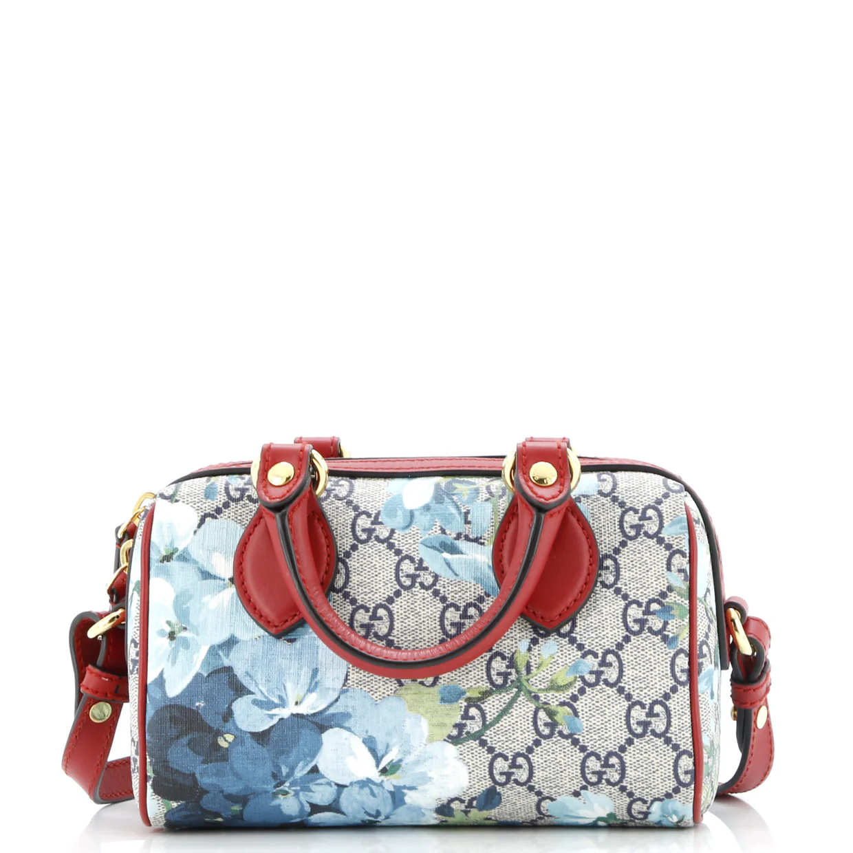 Convertible Boston Bag Blooms Print GG Coated Canvas Nano - Deep Luxury