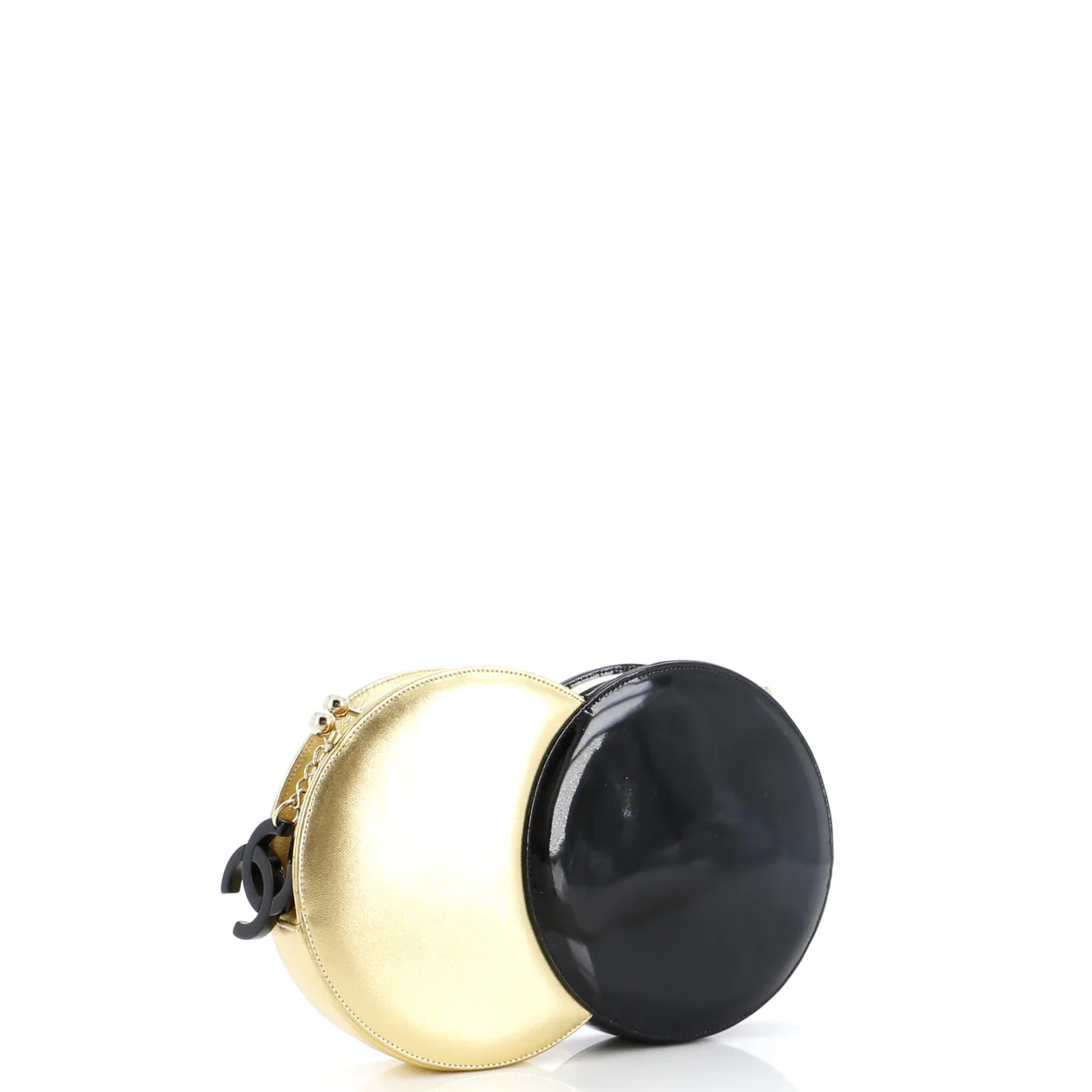 Kisslock Double Circle Clutch Lambskin with Patent - Deep Luxury