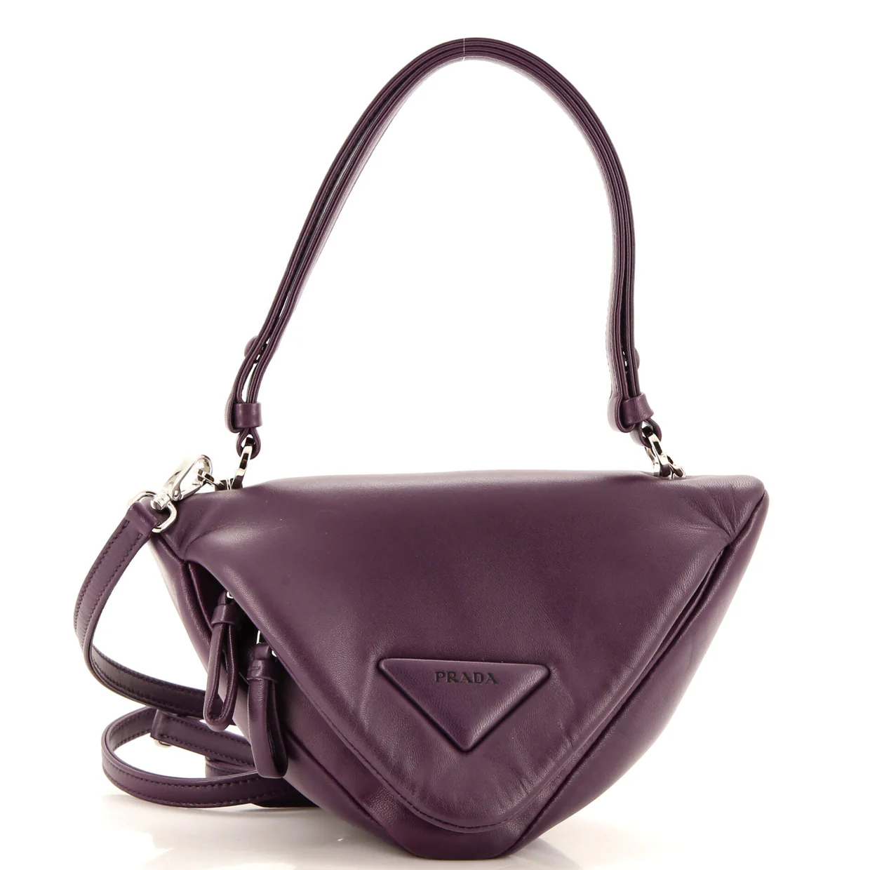 Padded Signaux Triangle Crossbody Bag Leather - Deep Luxury