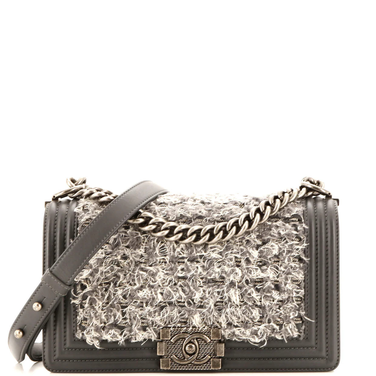 Boy Flap Bag Braided Tweed Old Medium - Deep Luxury