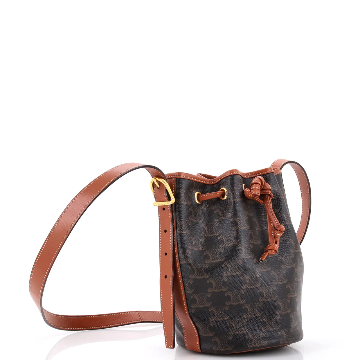 Drawstring Bucket Bag Triomphe Coated Canvas Small - Deep Luxury