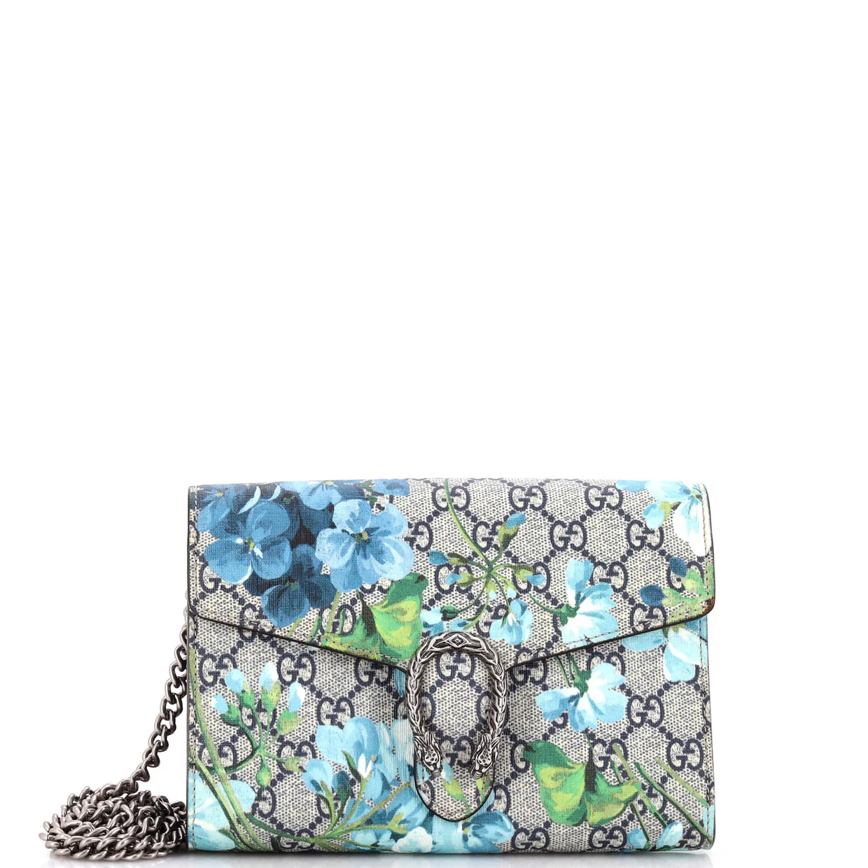 Dionysus Chain Wallet Blooms Print GG Coated Canvas Small - Deep Luxury