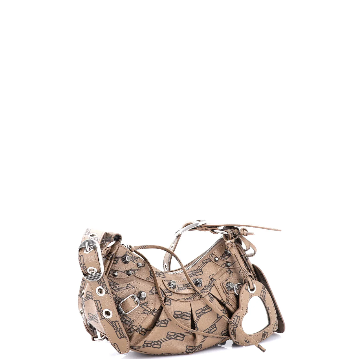 Le Cagole Giant Studs Shoulder Bag BB Monogram Coated Canvas XS - Deep Luxury