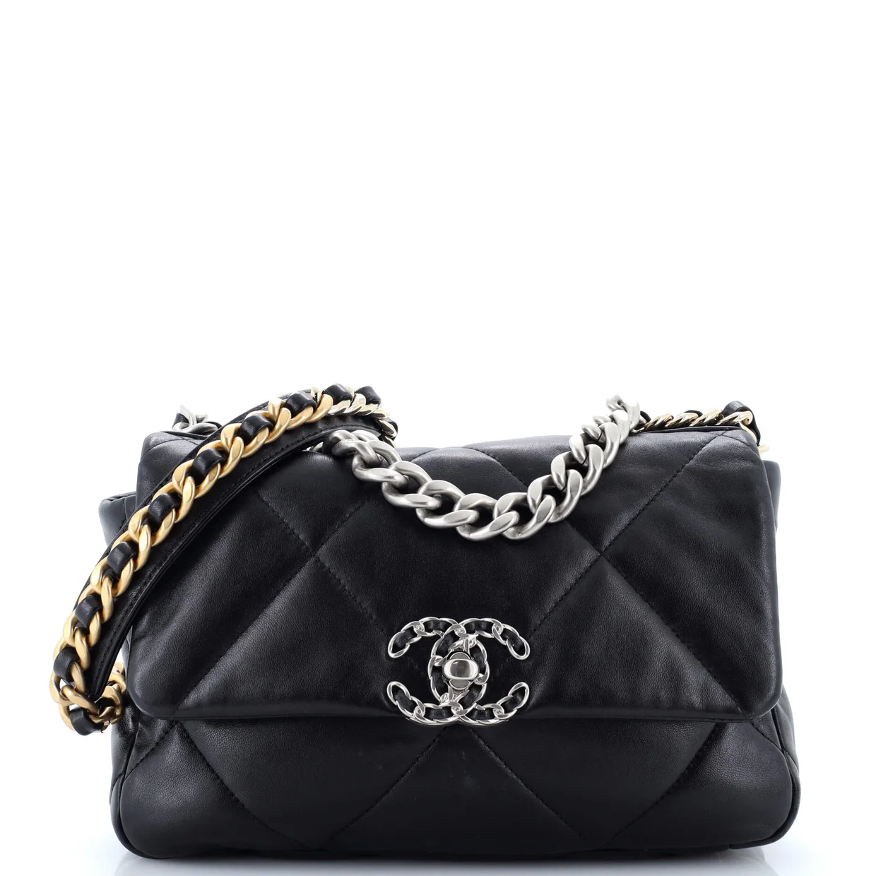 19 Flap Bag Quilted Leather Medium - Deep Luxury