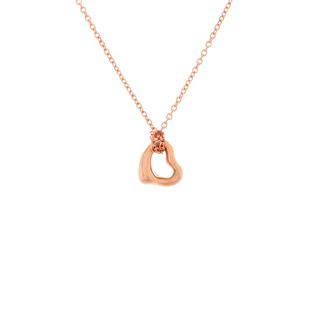 Elsa Peretti Open Heart Pendant Necklace 18K Rose Gold 7mm - Deep Luxury