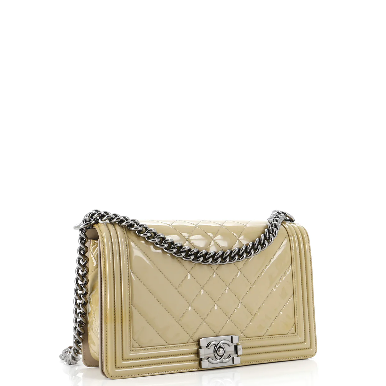 Boy Flap Bag Chevron Patent New Medium - Deep Luxury