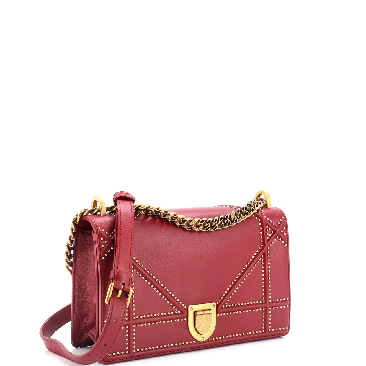 Diorama Flap Bag Studded Leather Medium - Deep Luxury