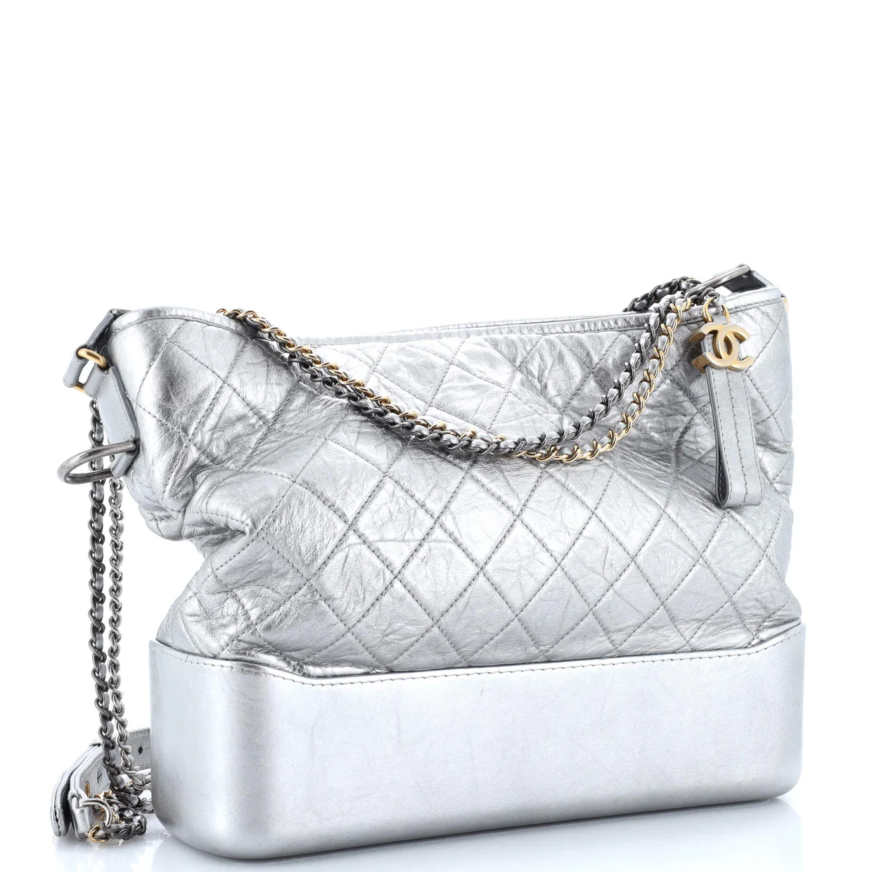 Gabrielle Hobo Quilted Metallic Aged Calfskin Large - Deep Luxury