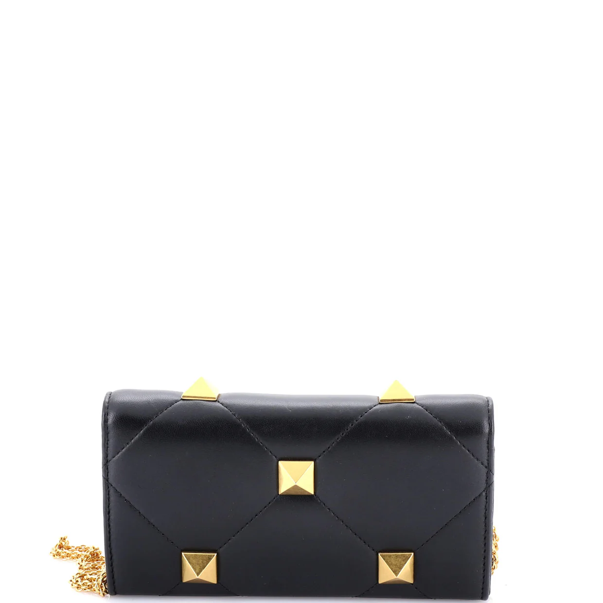 Roman Stud Wallet on Chain Quilted Leather - Deep Luxury