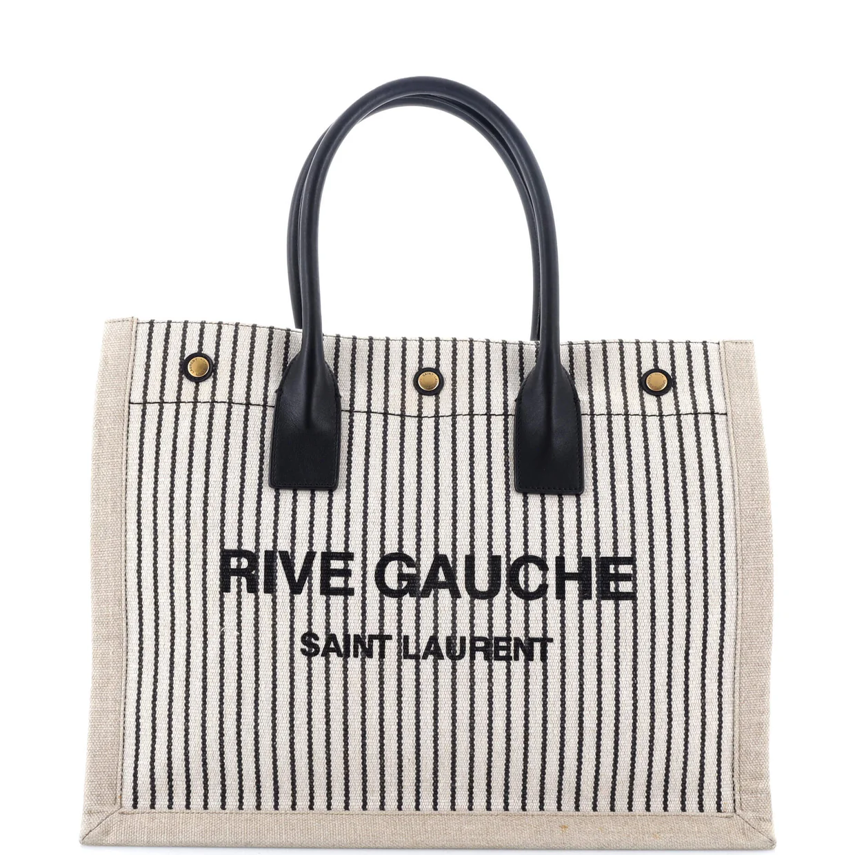 Rive Gauche Shopper Tote Striped Canvas Small - Deep Luxury