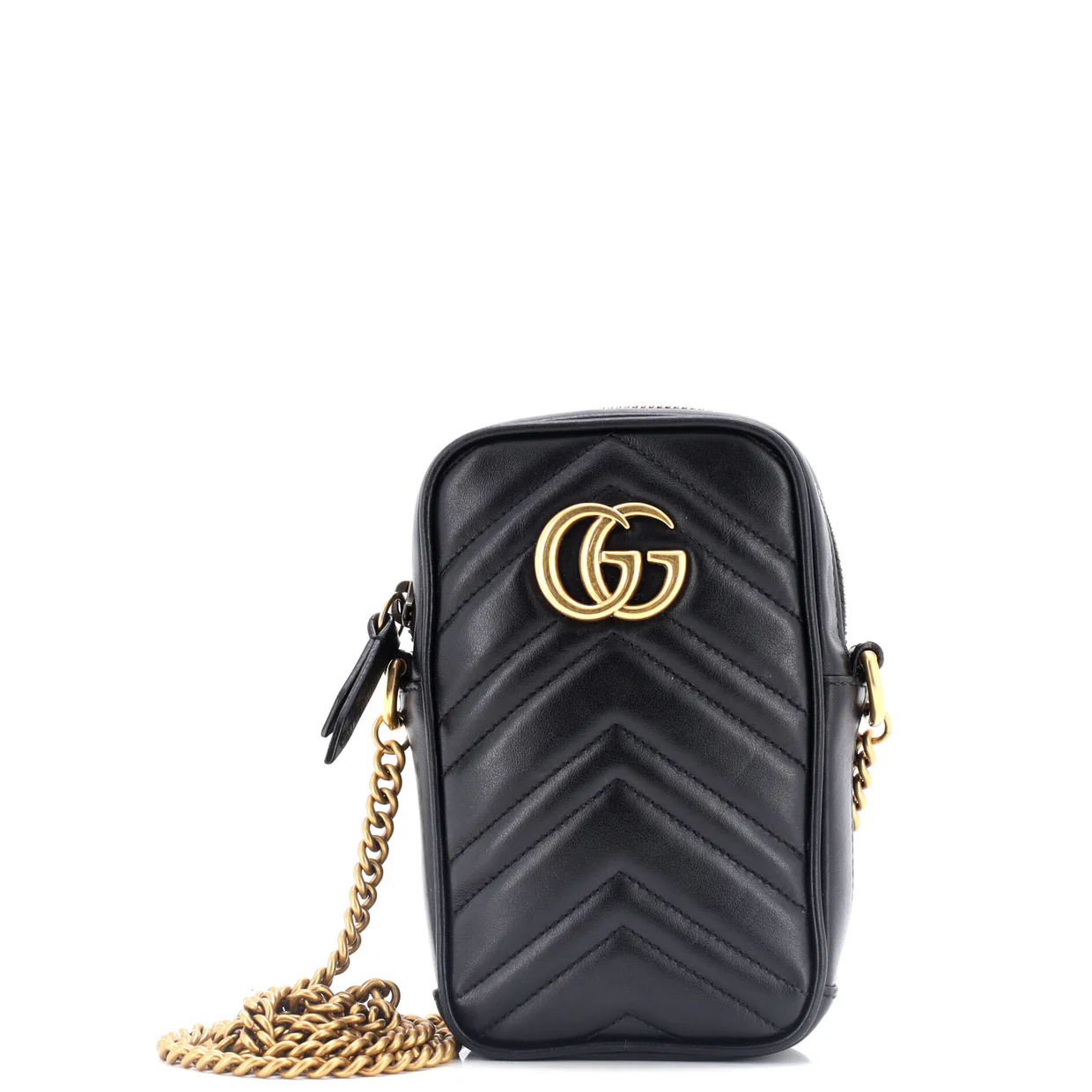 GG Marmont Vertical Phone Crossbody Bag Matelasse Leather Mini - Deep Luxury