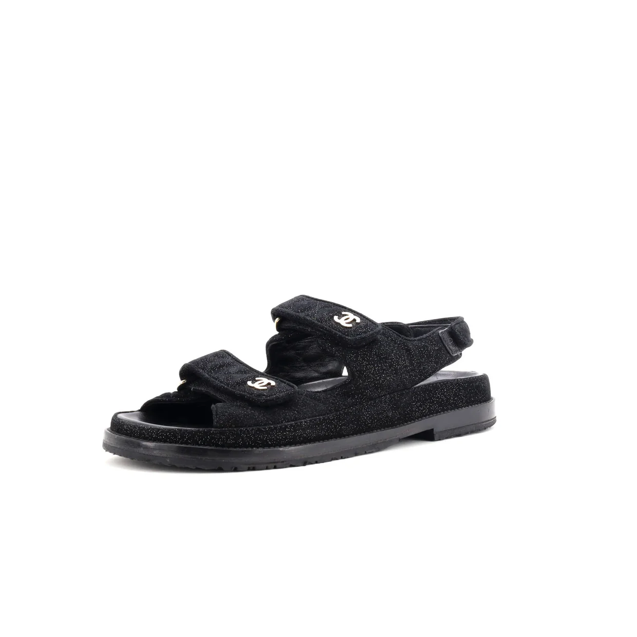 Women's Velcro Dad Sandals Quilted Glitter Suede - Deep Luxury