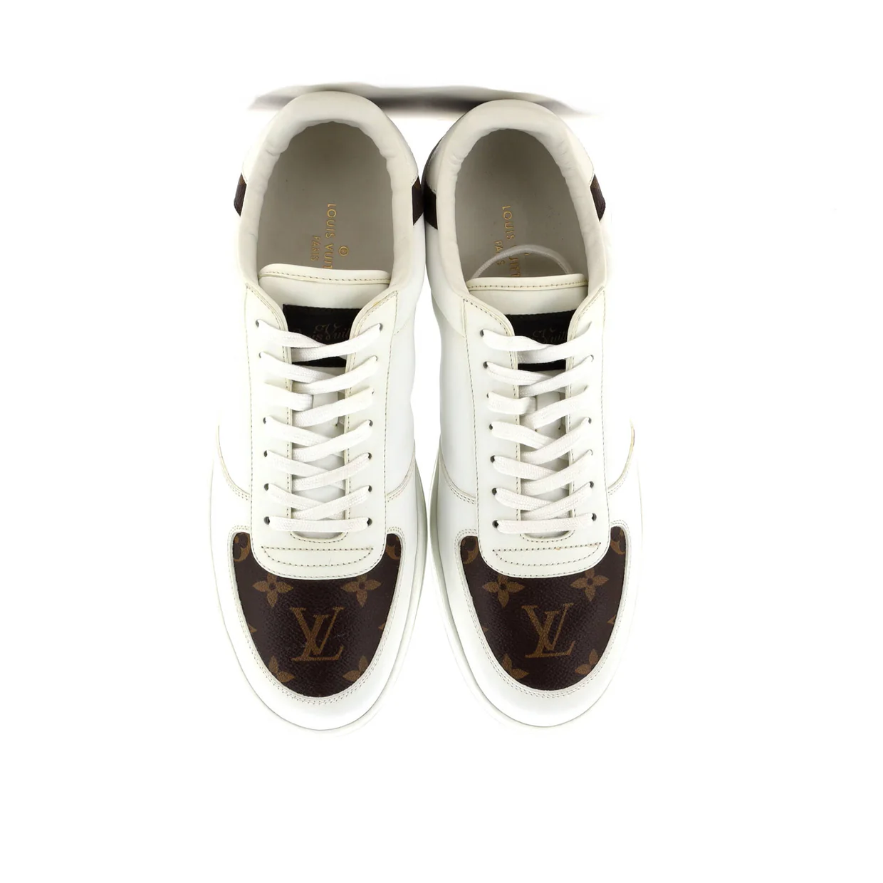 Men's Rivoli Low-Top Sneakers Leather with Monogram Canvas - Deep Luxury