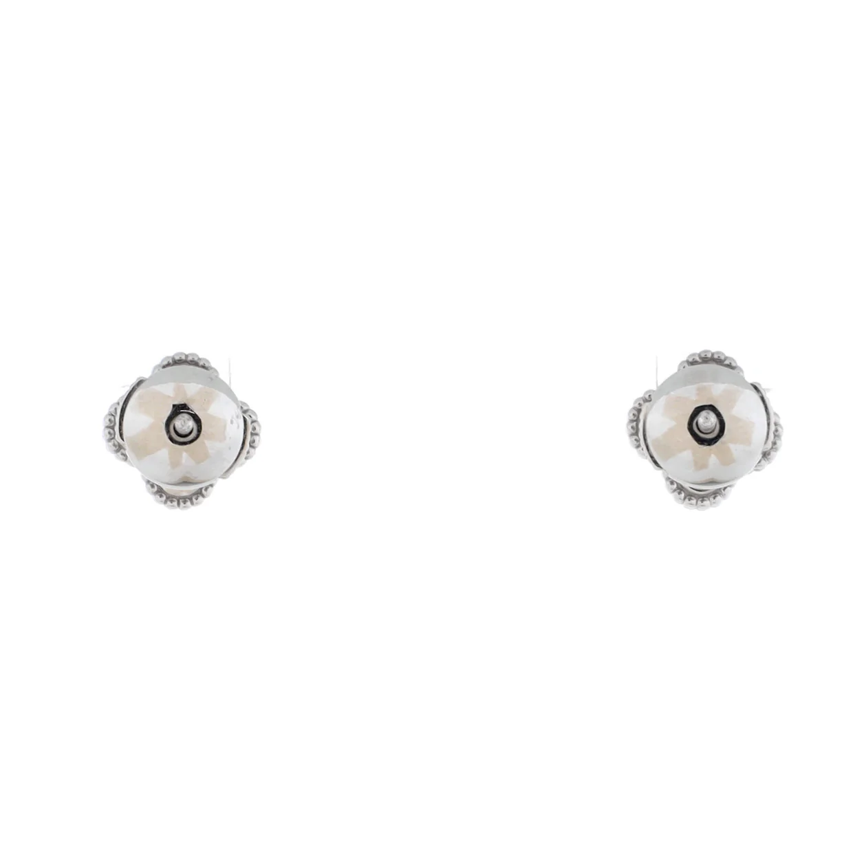 Sweet Alhambra Stud Earrings 18K White Gold and Turquoise - Deep Luxury