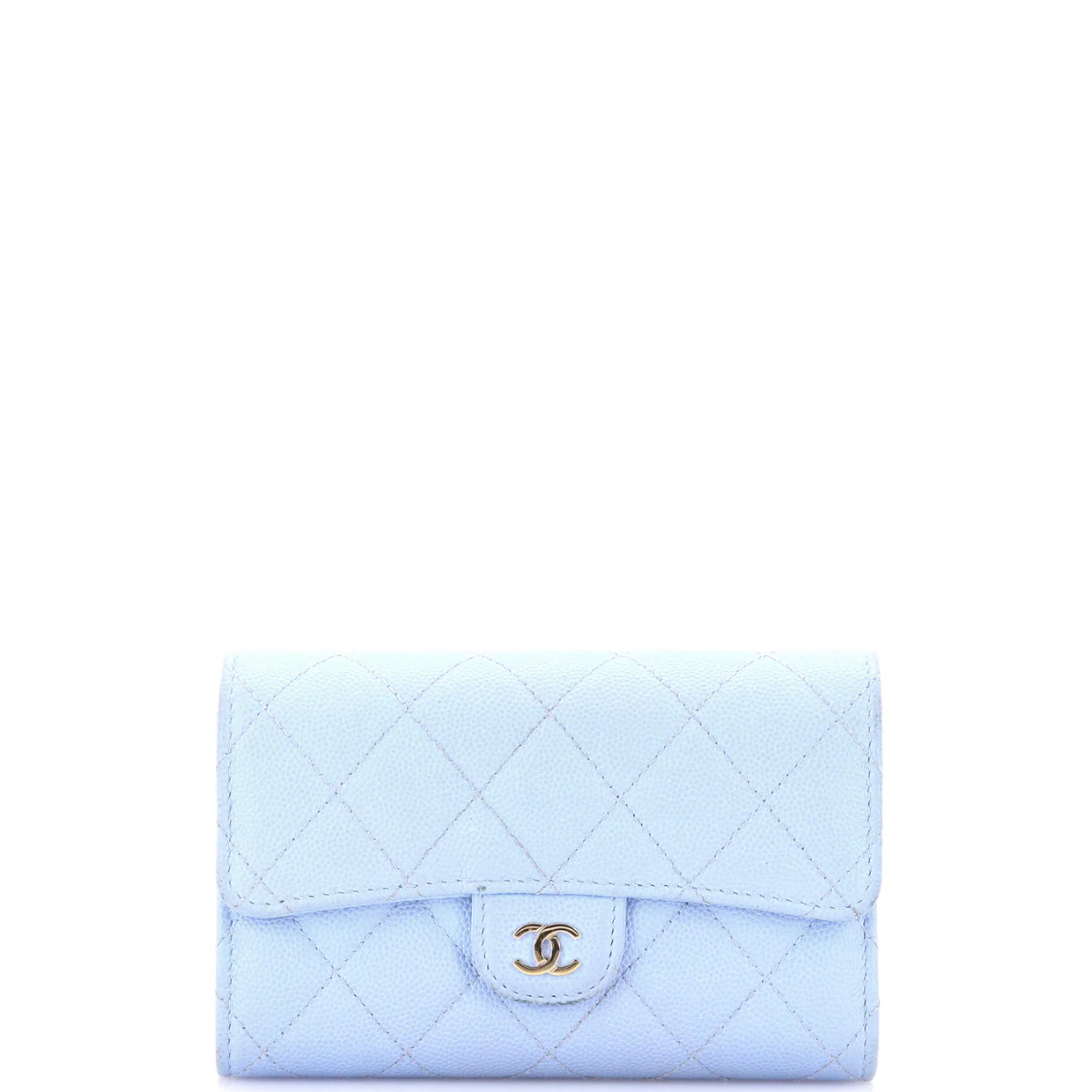 Trifold Classic Flap Wallet Quilted Caviar Medium - Deep Luxury