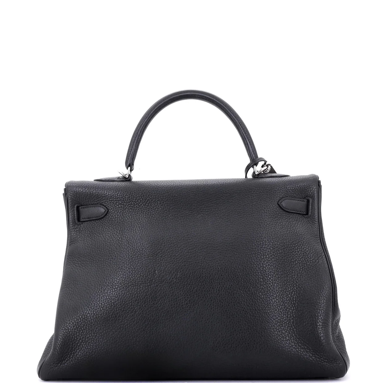 Kelly Handbag Noir Clemence with Palladium Hardware 35 - Deep Luxury