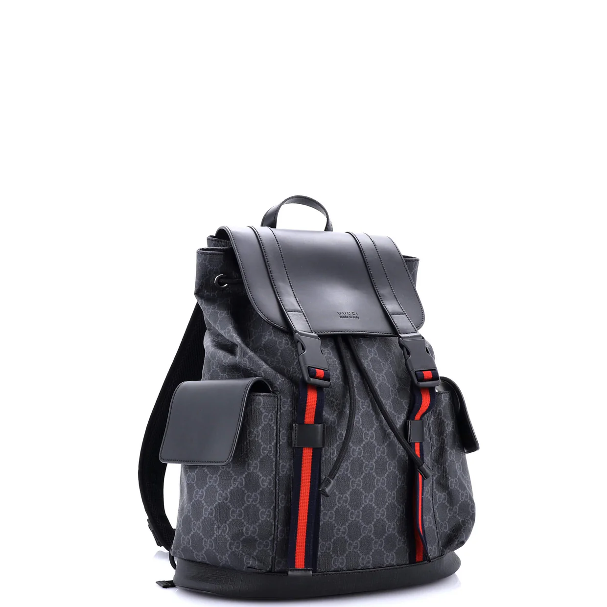Double Pocket Buckle Backpack GG Coated Canvas Large - Deep Luxury