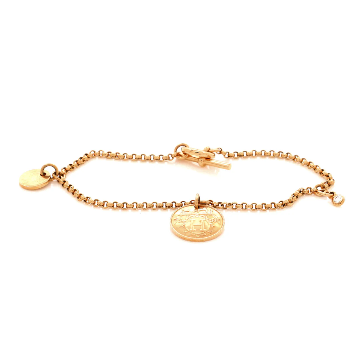 Ex-Libris Bracelet 18K Rose Gold with Diamond Small - Deep Luxury
