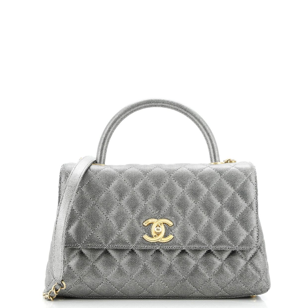 Coco Top Handle Bag Quilted Caviar Small - Deep Luxury