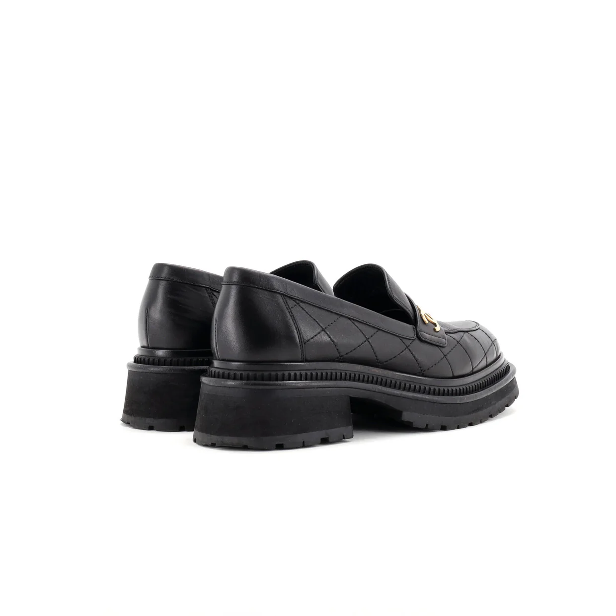 Women's CC Platform Loafers Stitched Leather - Deep Luxury